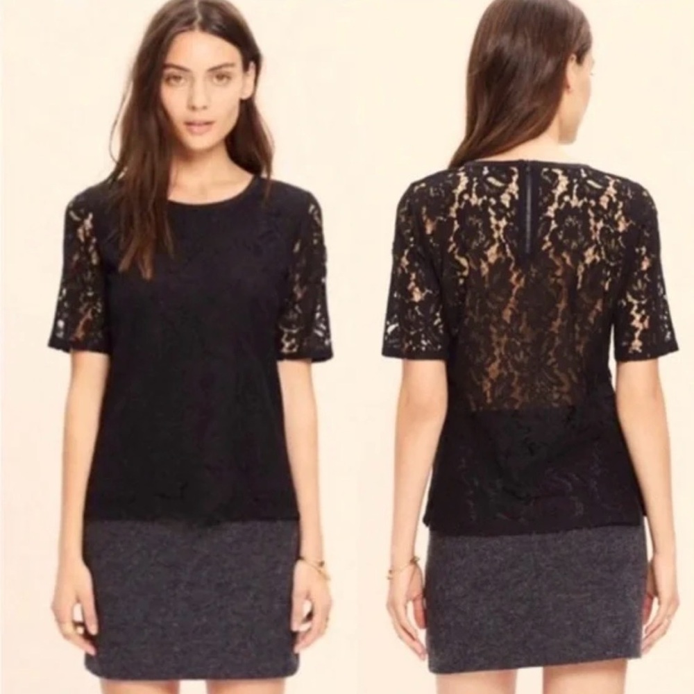 MADEWELL black lace overlay shirt, size large